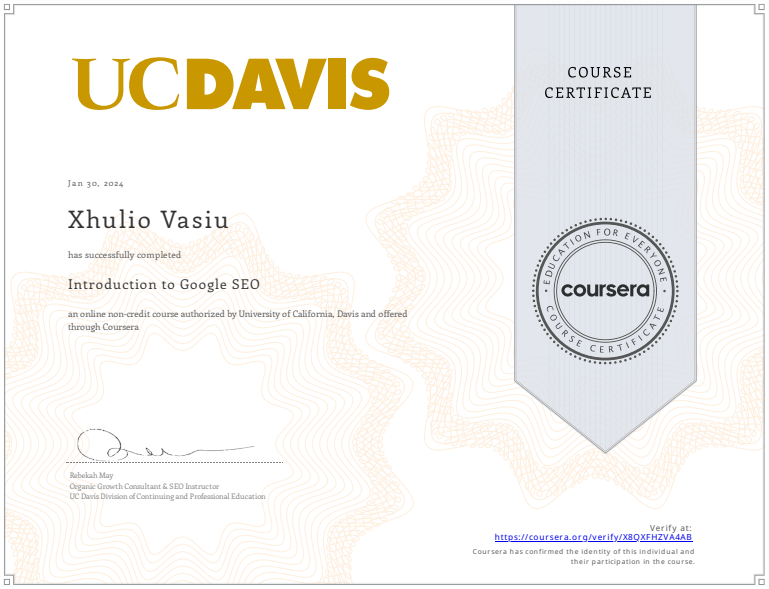 Introduction to Google SEO Certificate